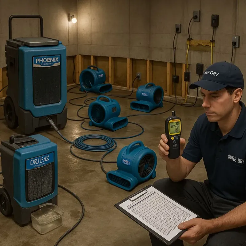 Structural Drying and Dehumidification process in Emerald Lake Hills, CA